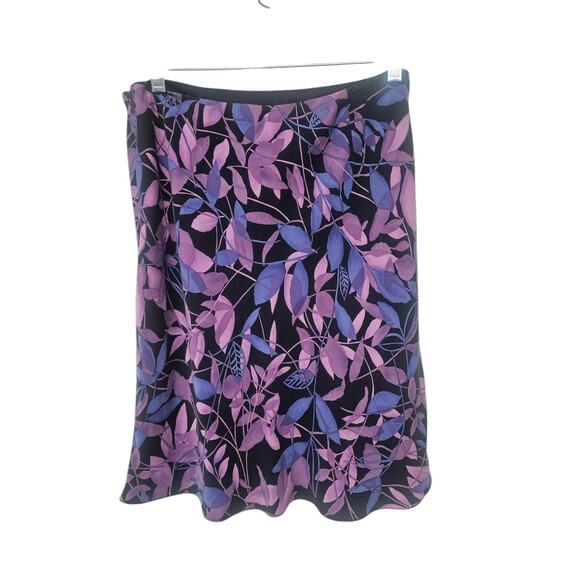 Ann Taylor Womens Dark Floral Fairy Silk Skirt Size 12 Purple Flowy Chiffon - Picture 3 of 9